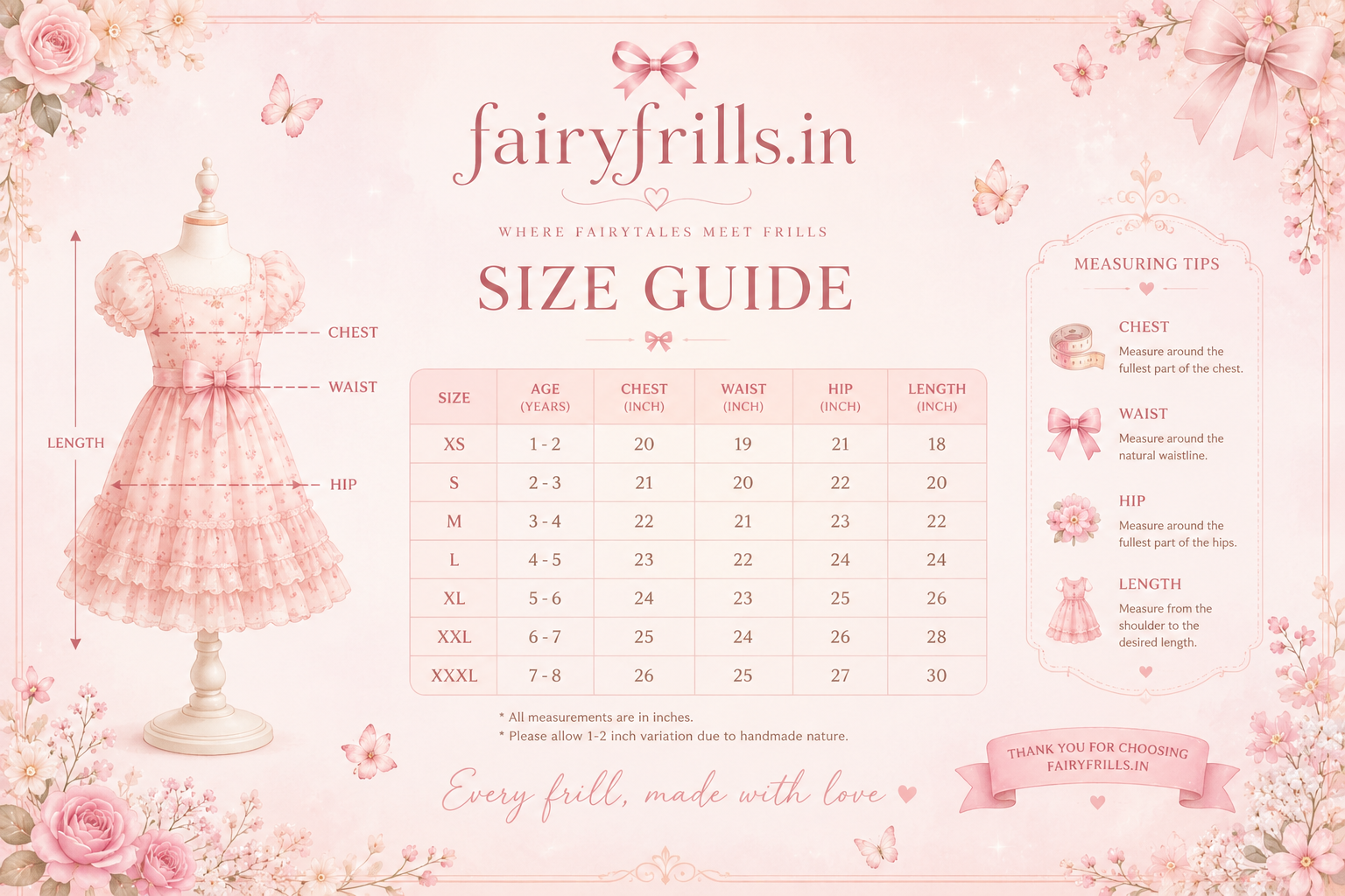 Sizing Made Simple: Your Fairy Frills Fit Guide