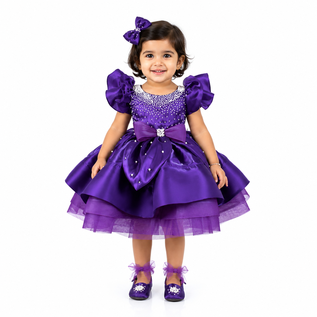 Purple Petal Bow Dress