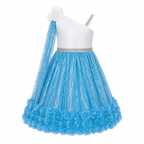 Aqua Shimmer Ruffle