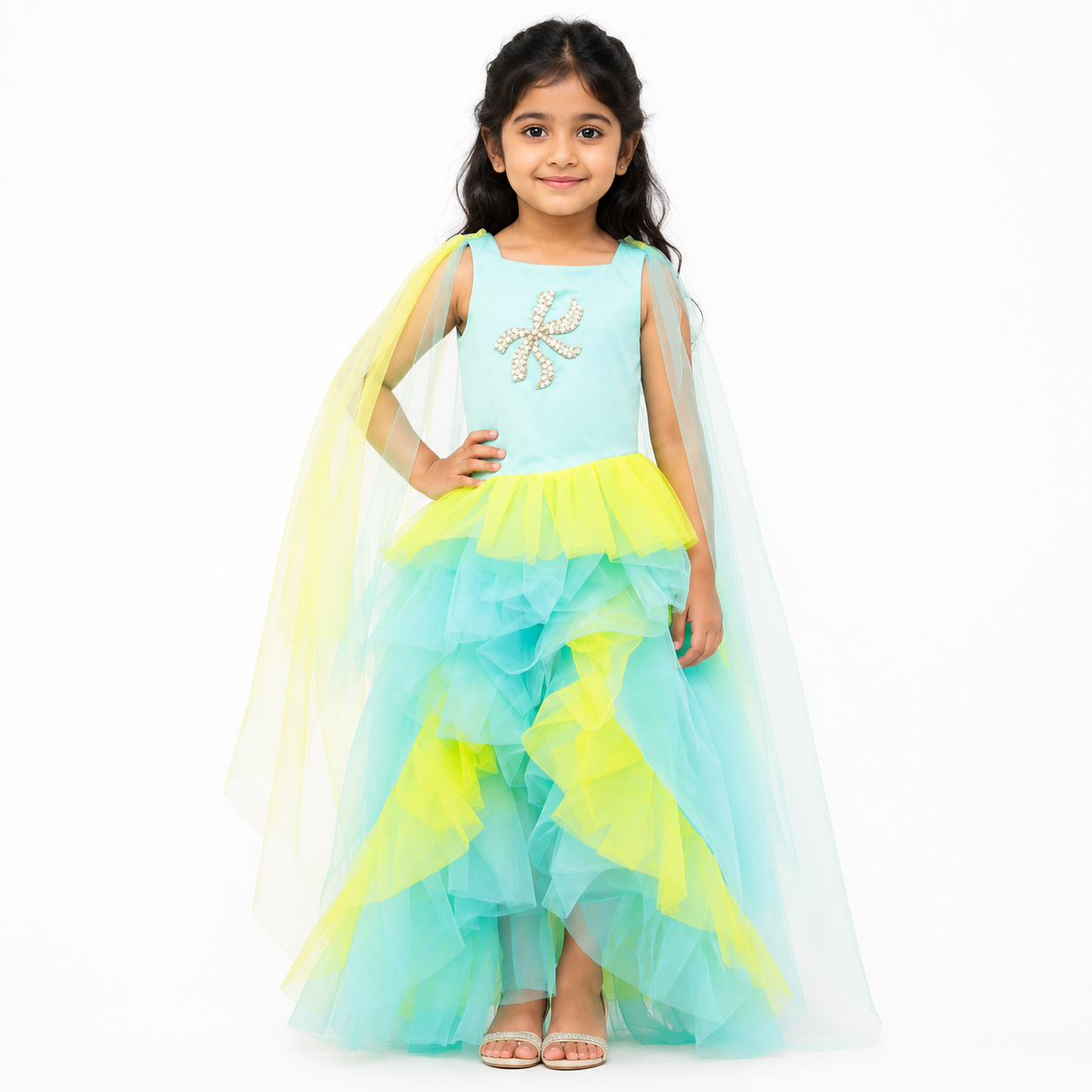 Aqua Mermaid High-Low Dress