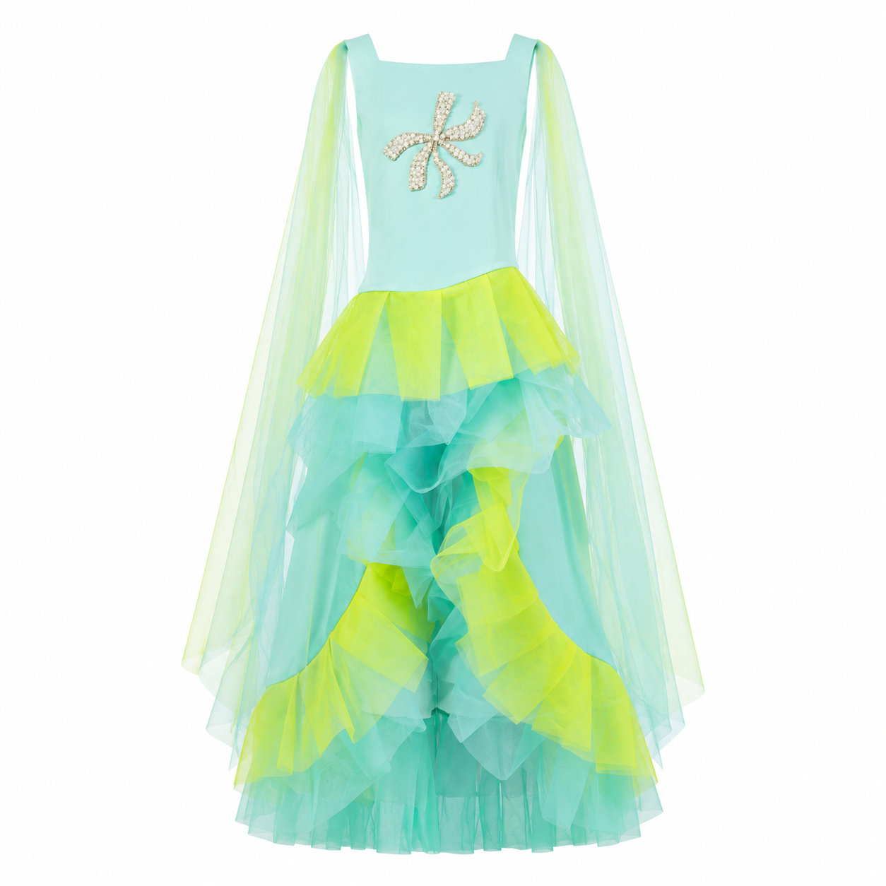 Aqua Mermaid High-Low Dress