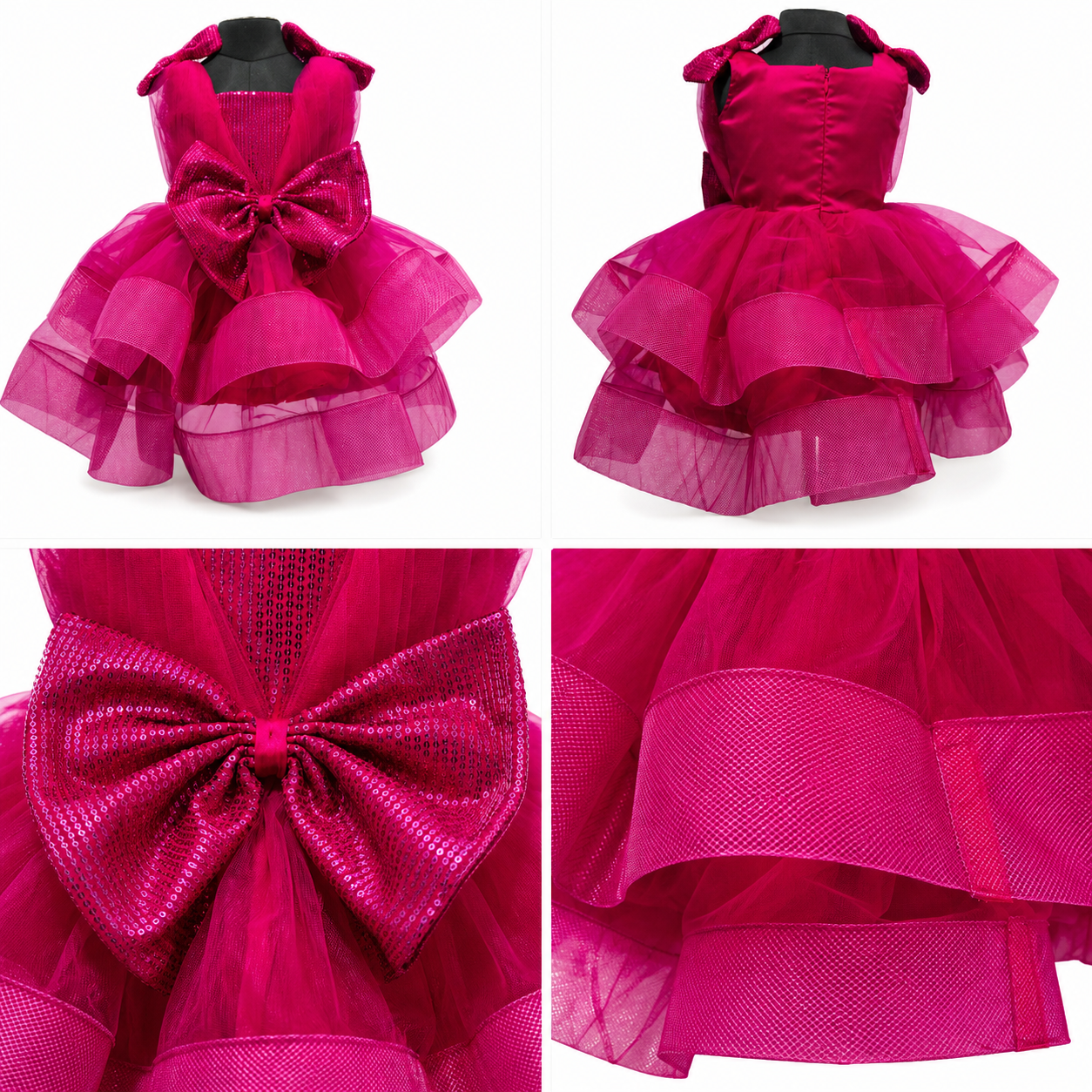 Fuchsia Glam Bow Dress