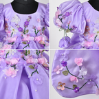 Purple dress with floral embroidery.