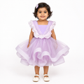 Lavender party dress for girls with lace ruffle bodice and layered tulle skirt — Fairy Frills handcrafted princess dress