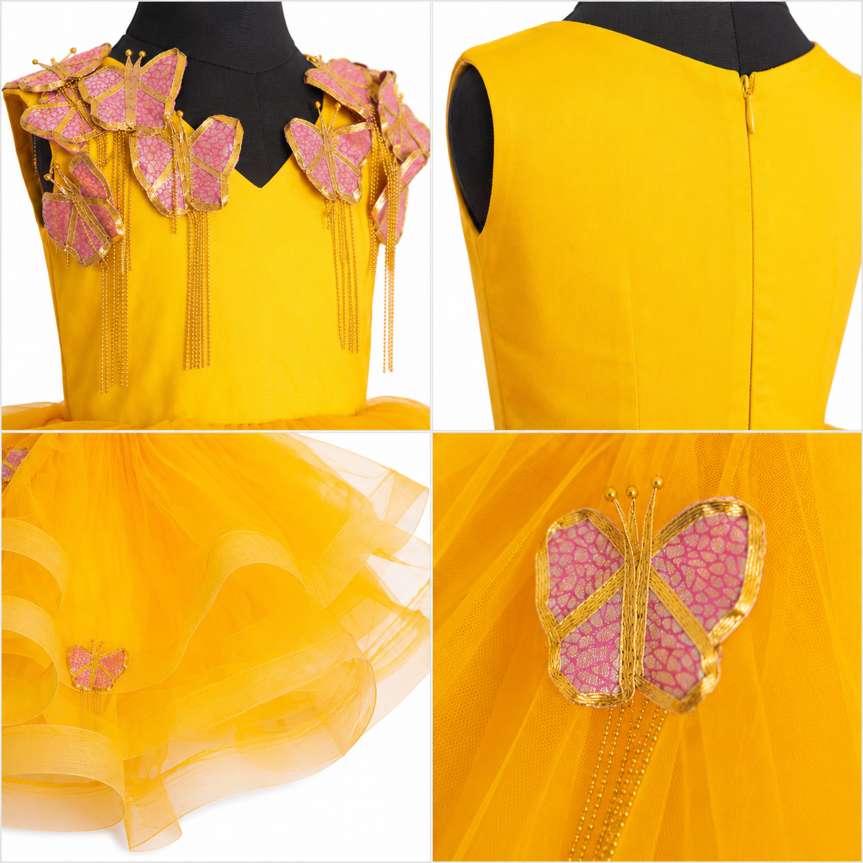 Yellow 3d Butterfly Dress
