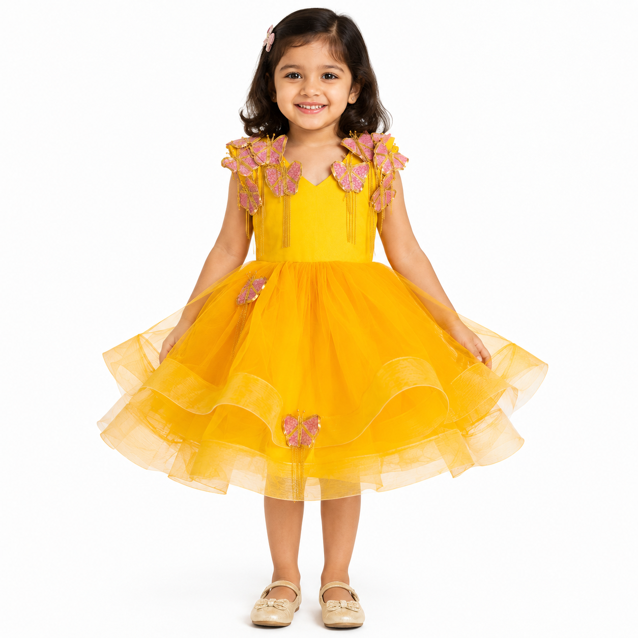 Yellow 3d Butterfly Dress