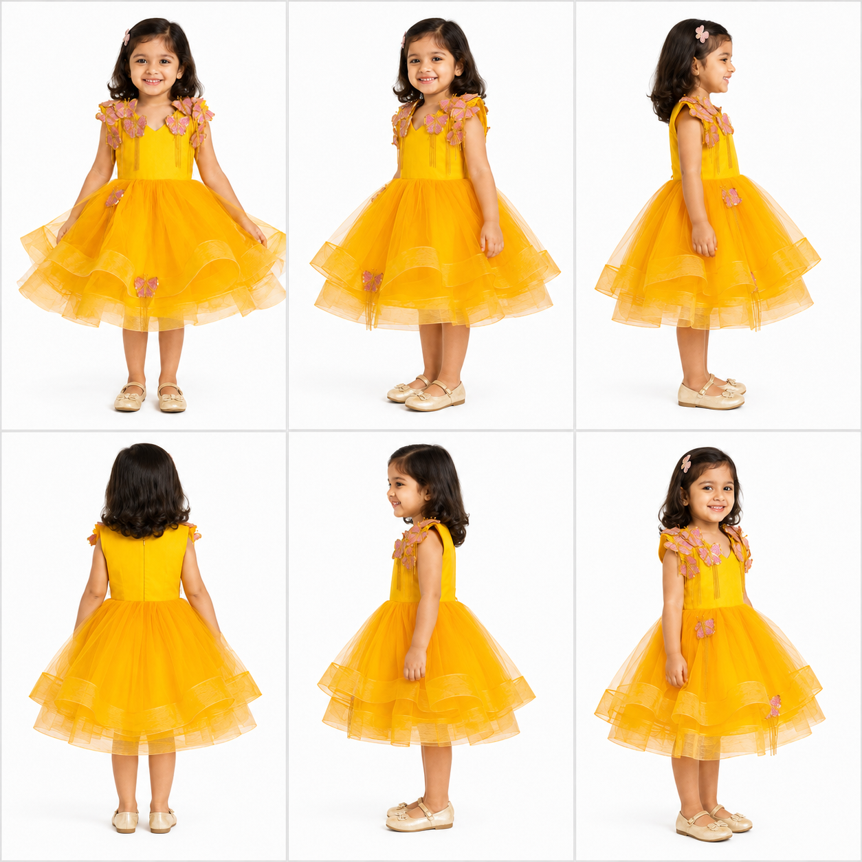 Yellow 3d Butterfly Dress