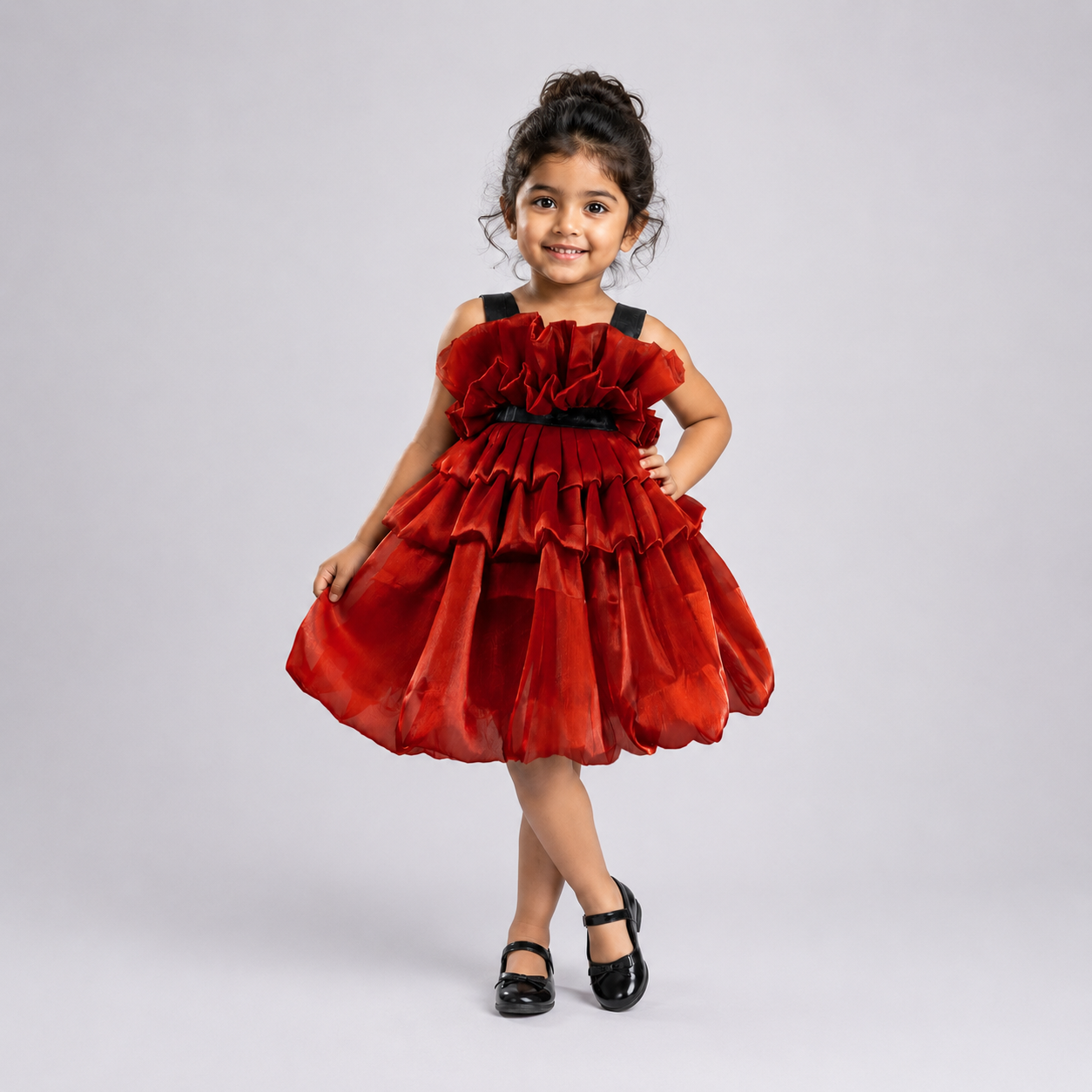 Scarlet Ruffle Cloud Dress