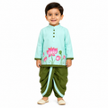Aqua Lotus boys kurta dhoti set front view