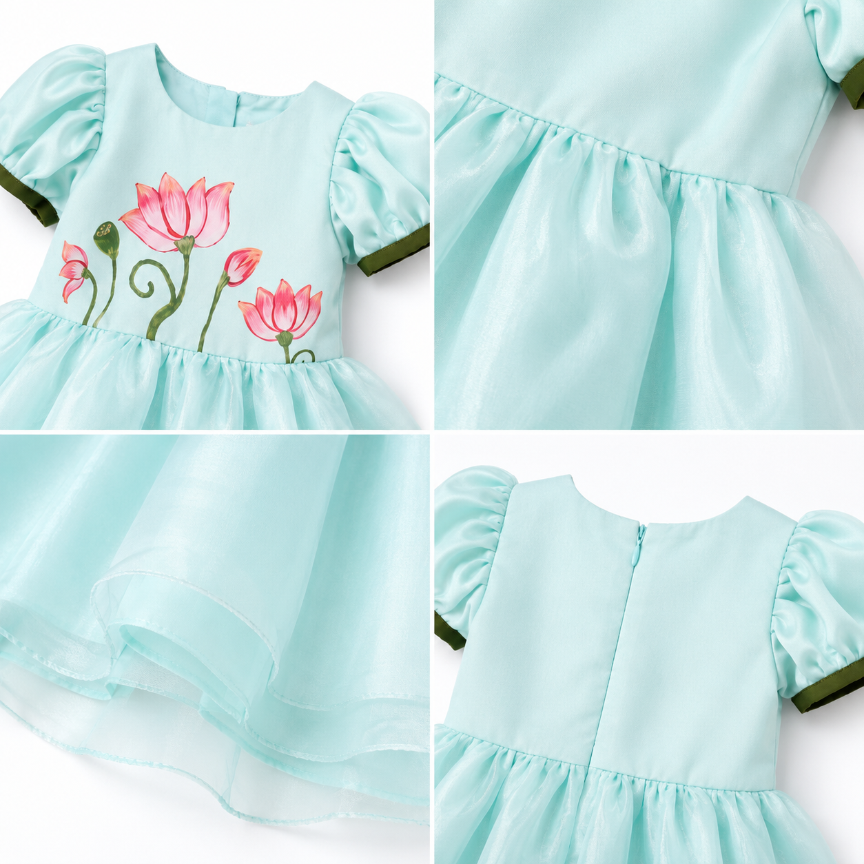Aqua Lotus girls ethnic dress front view