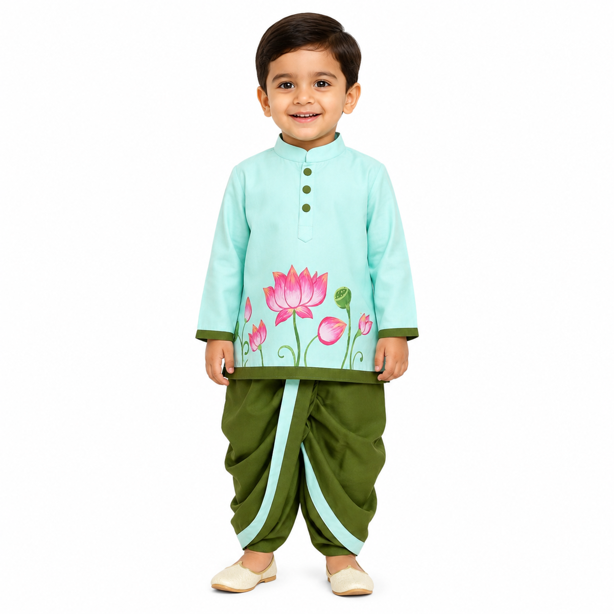 Aqua Lotus sibling twinning set boy detail