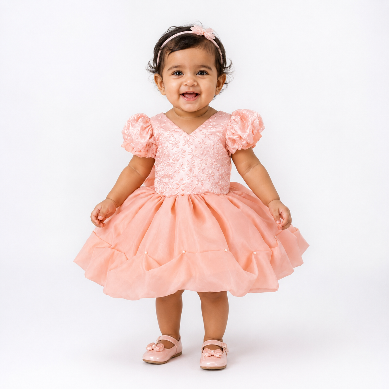 Peach Pearl Petal Dress