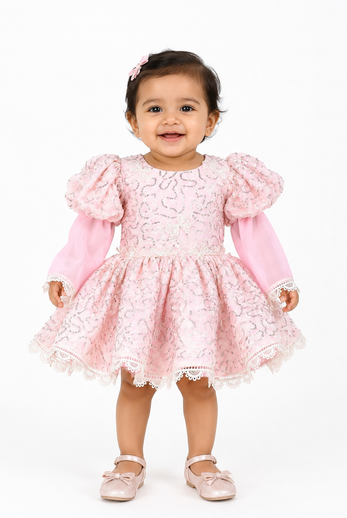 Blush Butterfly Lace Party Dress