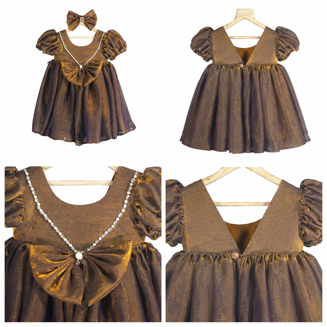 Bronze Pearl Shine Party Dress