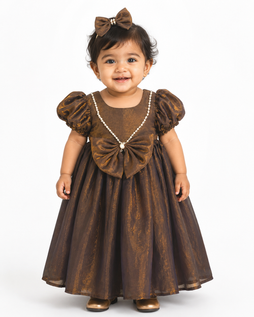 Bronze Pearl Shine Party Dress