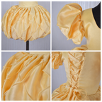 Golden Petal Satin Party Dress