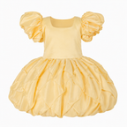 Golden Petal Satin Party Dress