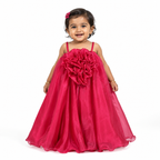 Crimson Bloom Cape Dress