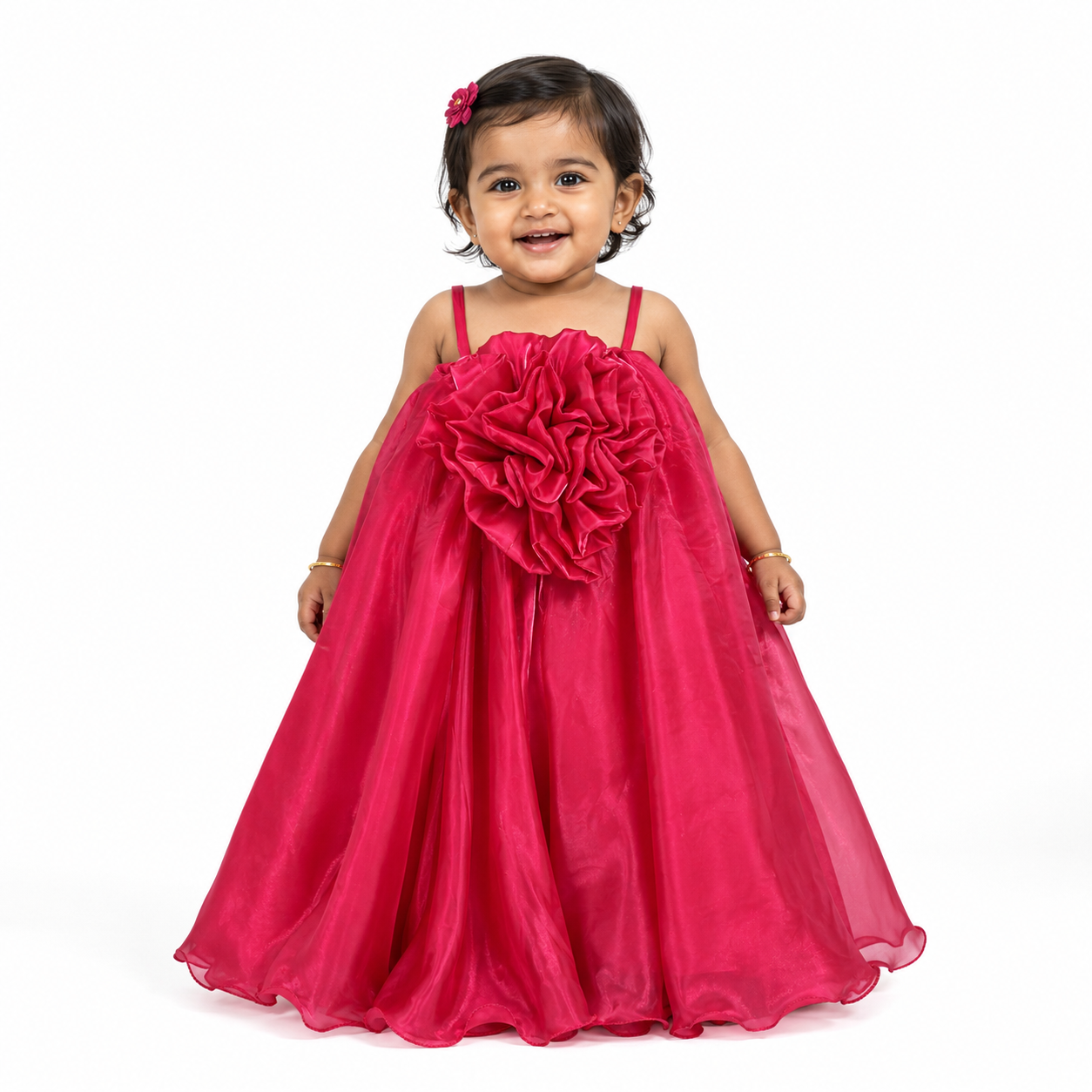 Crimson Bloom Cape Dress