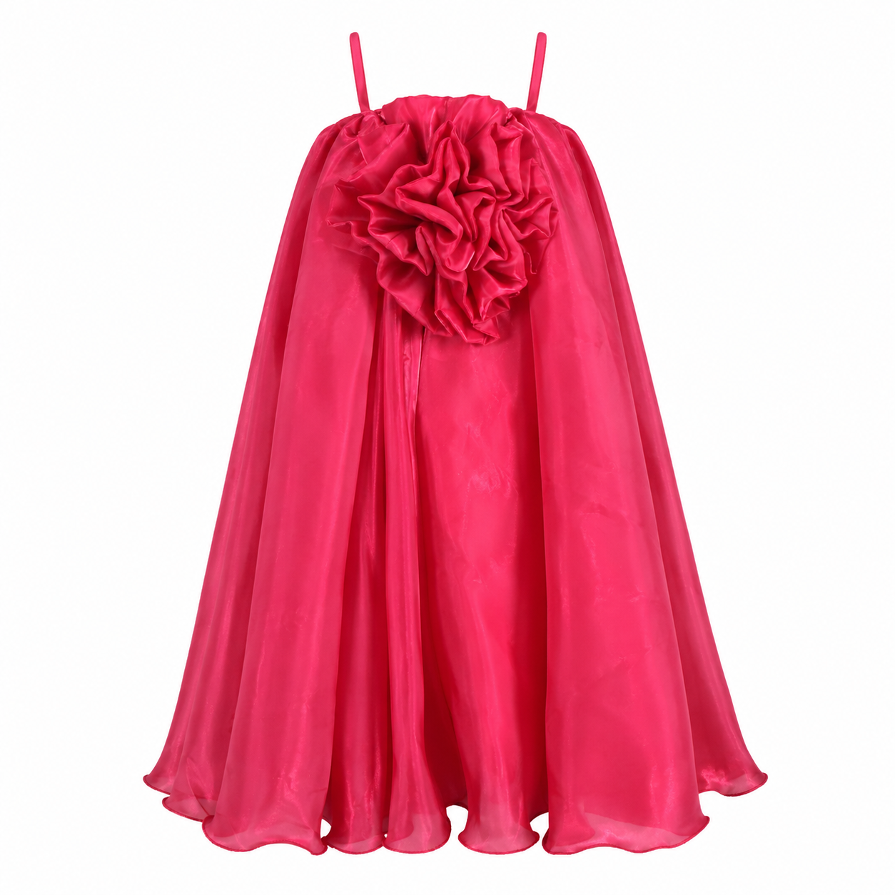 Crimson Bloom Cape Dress