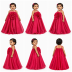Crimson Bloom Cape Dress