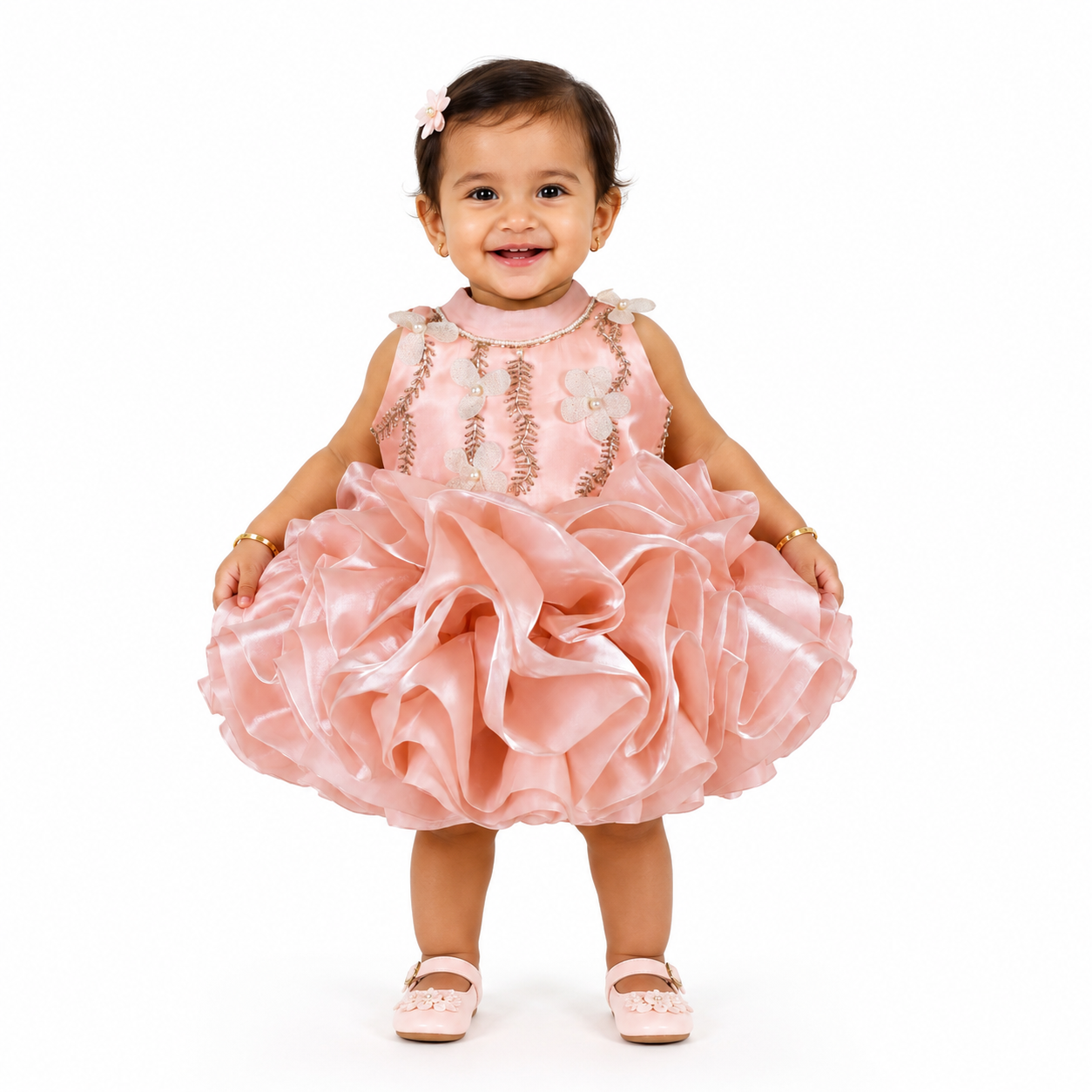 Peach Petal Balloon Dress