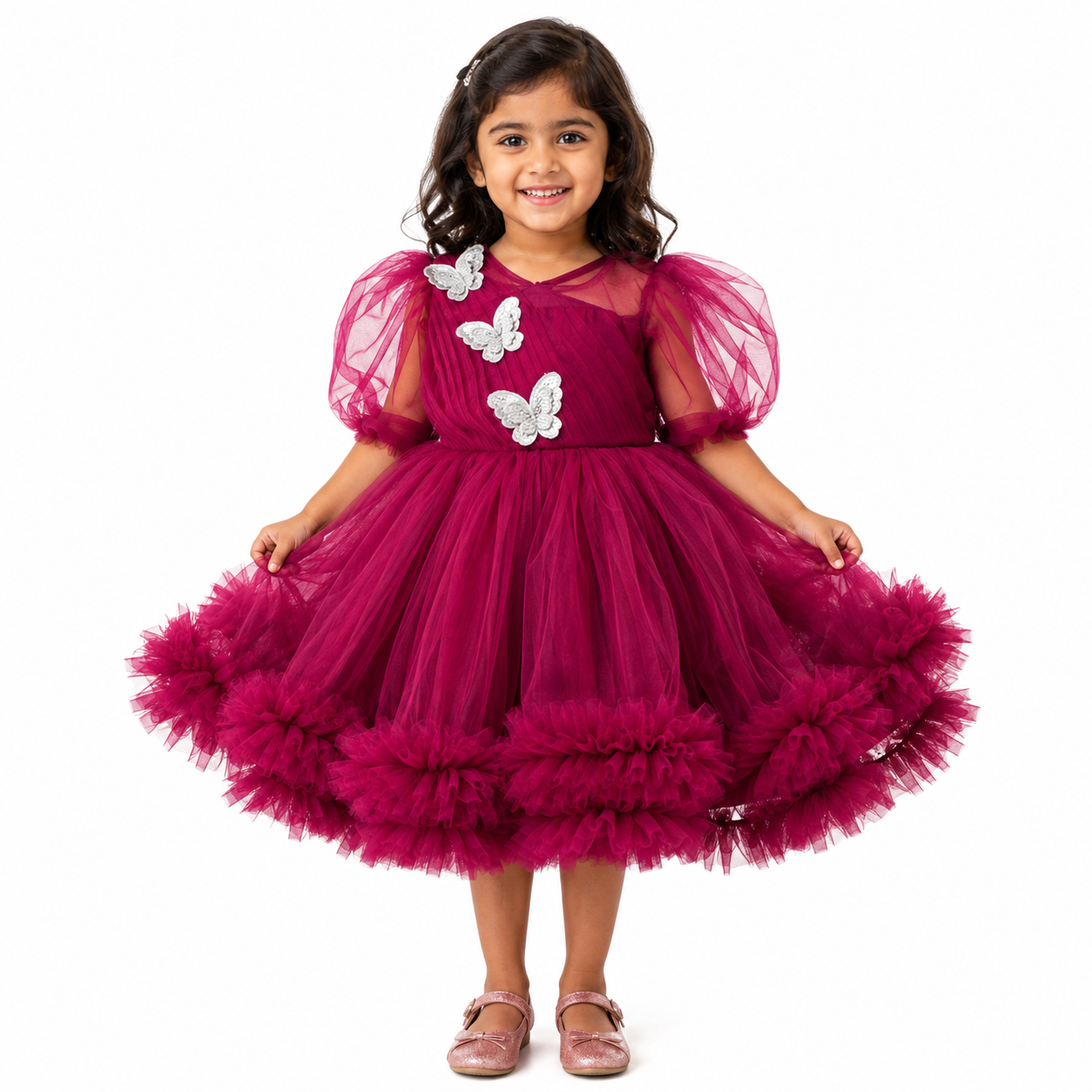 Burgundy Butterfly Bloom Dress