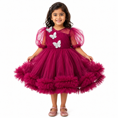 Burgundy Butterfly Bloom Dress