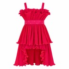 Crimson Petal Cascade Dress