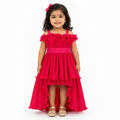 Crimson Petal Cascade Dress