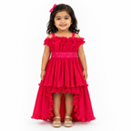 Crimson Petal Cascade Dress