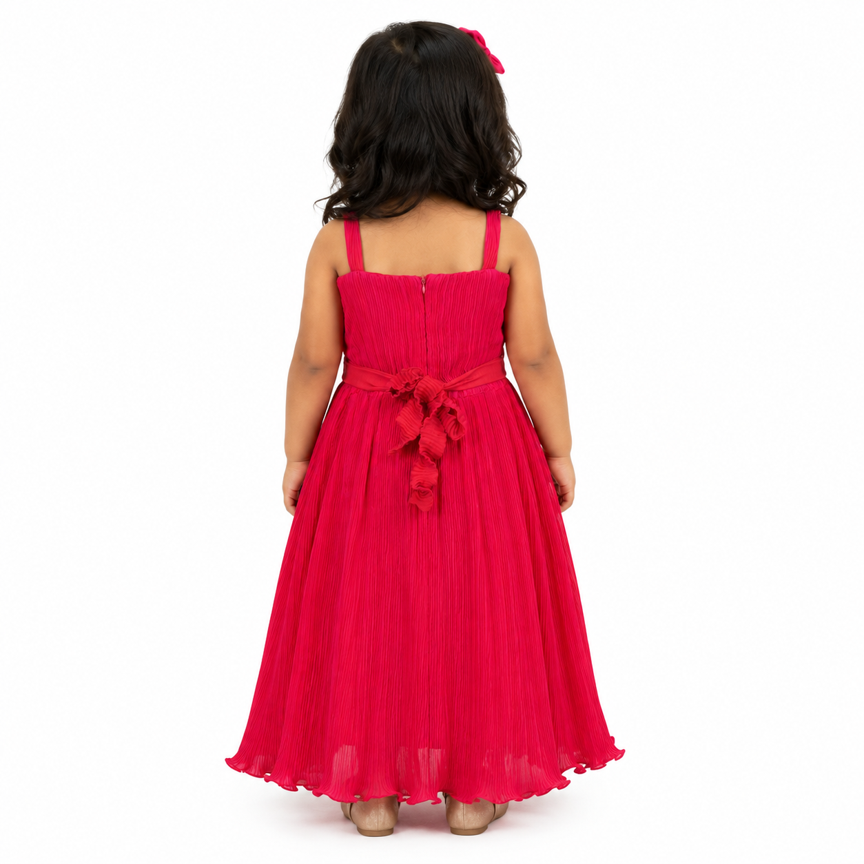 Crimson Petal Cascade Dress