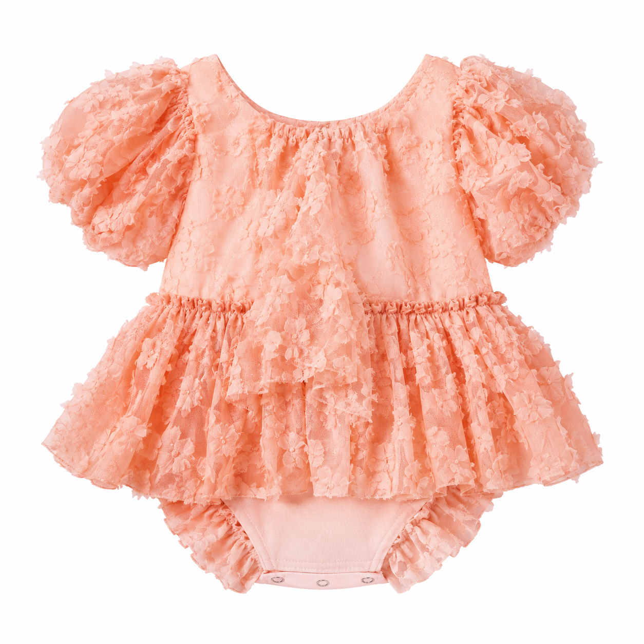 Coral Blossom Lace Romper - view 2
