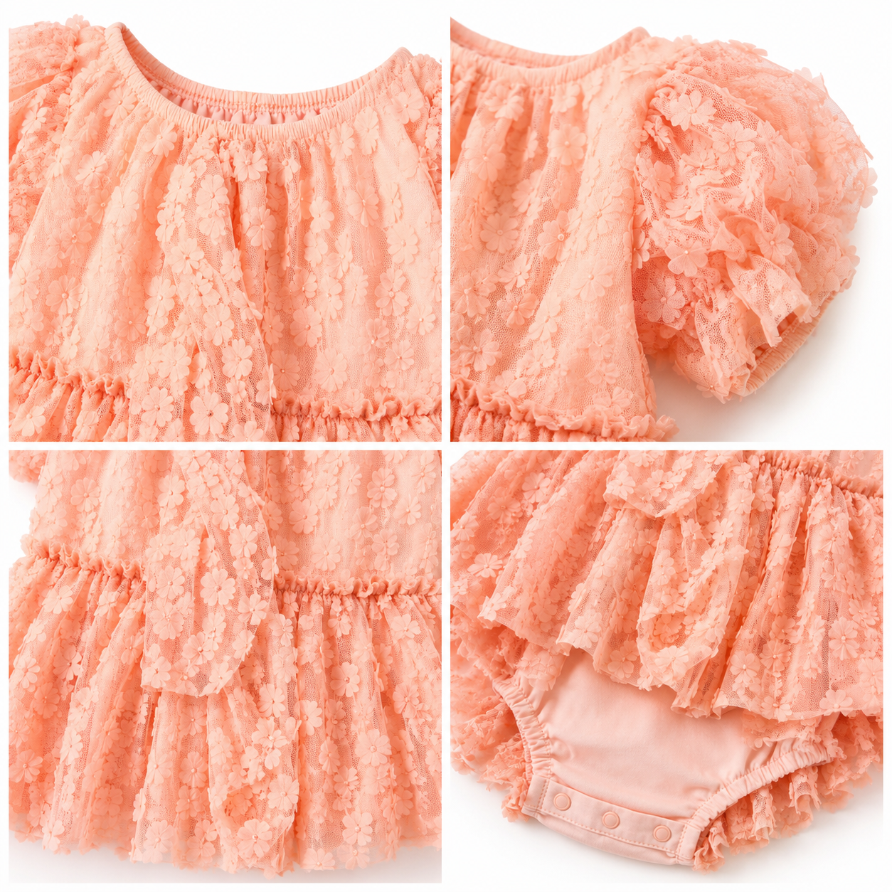Coral Blossom Lace Romper - view 3