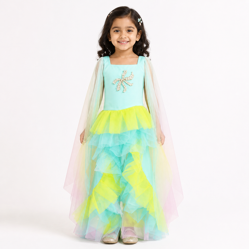 Aqua Mermaid High-Low Dress
