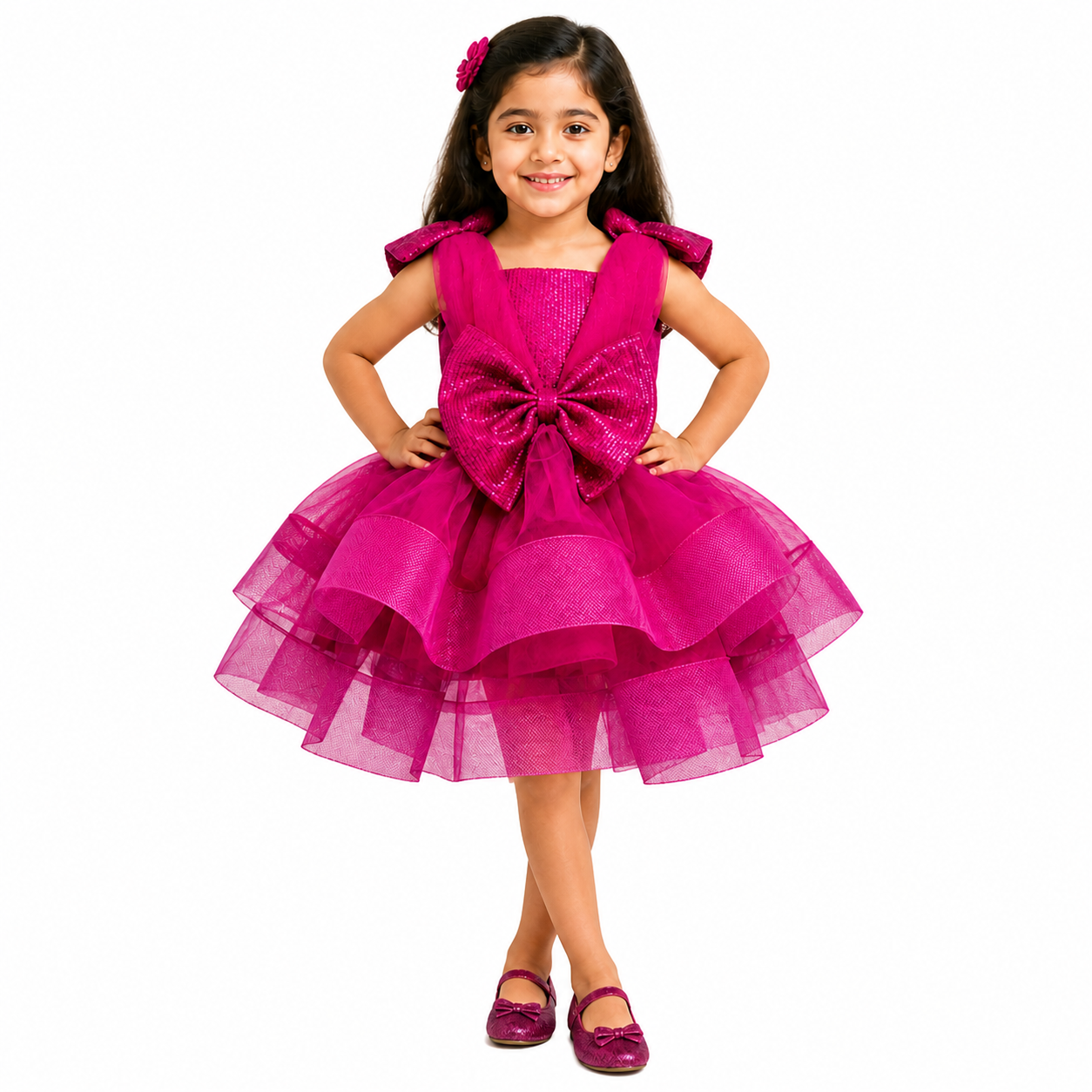 Fuchsia Glam Bow Dress