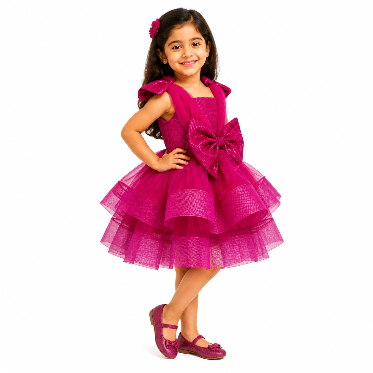 Fuchsia Glam Bow Dress - view 5