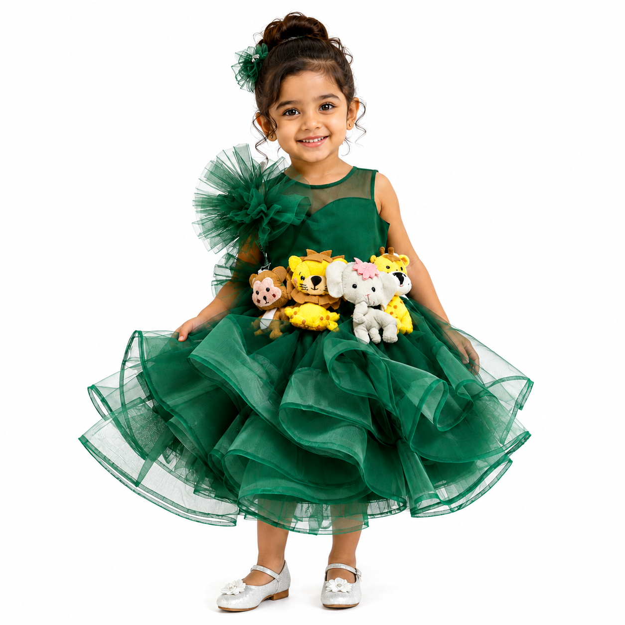 Jungle Safari Green Dress | Kids Party Dress
