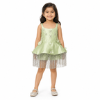 Sage Green Floral Fringe Dress