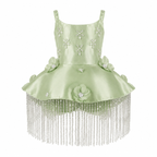 Sage Green Floral Fringe Dress - view 2