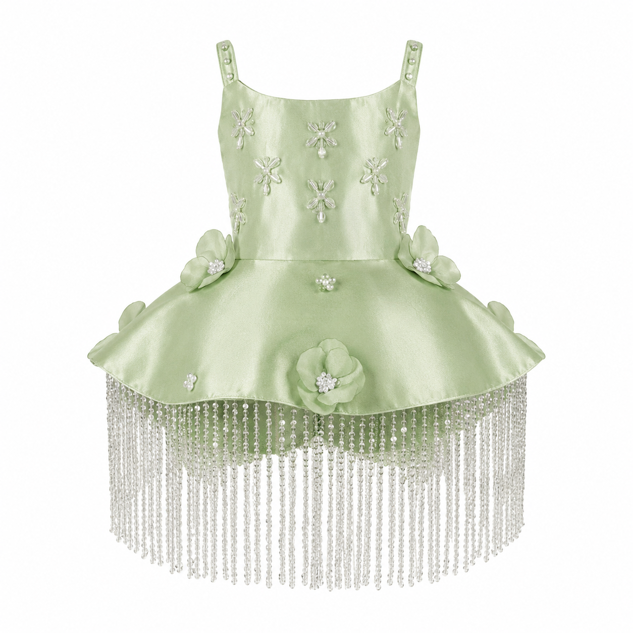 Sage Green Floral Fringe Dress - view 2