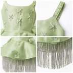 Sage Green Floral Fringe Dress - view 4