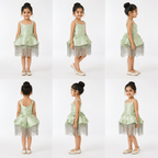 Sage Green Floral Fringe Dress - view 5