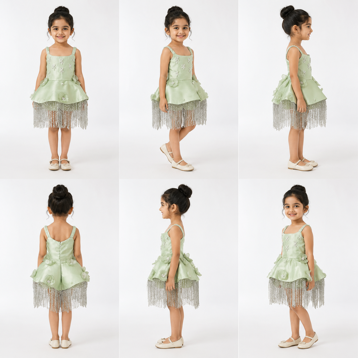 Sage Green Floral Fringe Dress - view 5