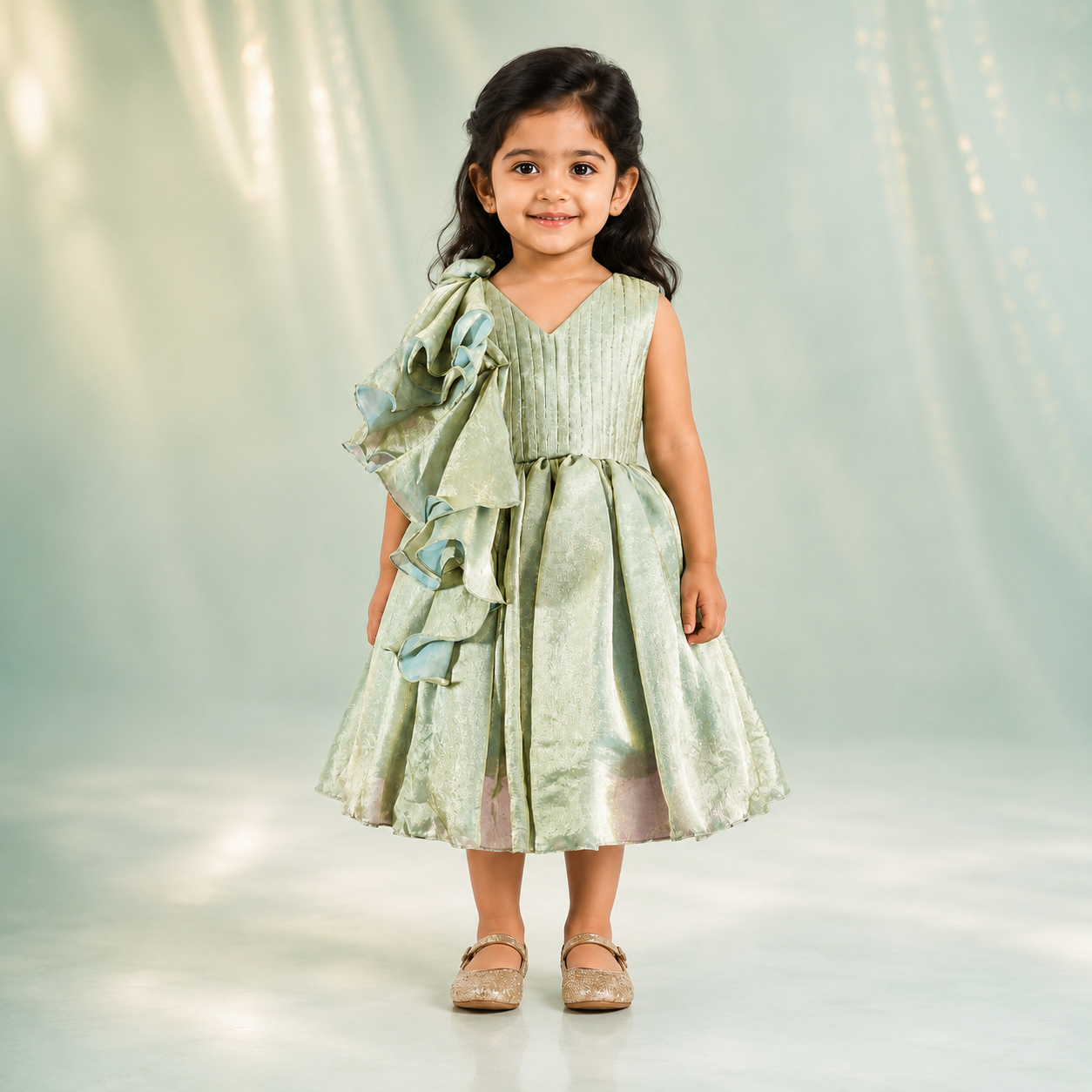 Shiny Grey Ruffle Dress - view 5