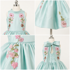 Mint Green Floral Applique Frock - view 2