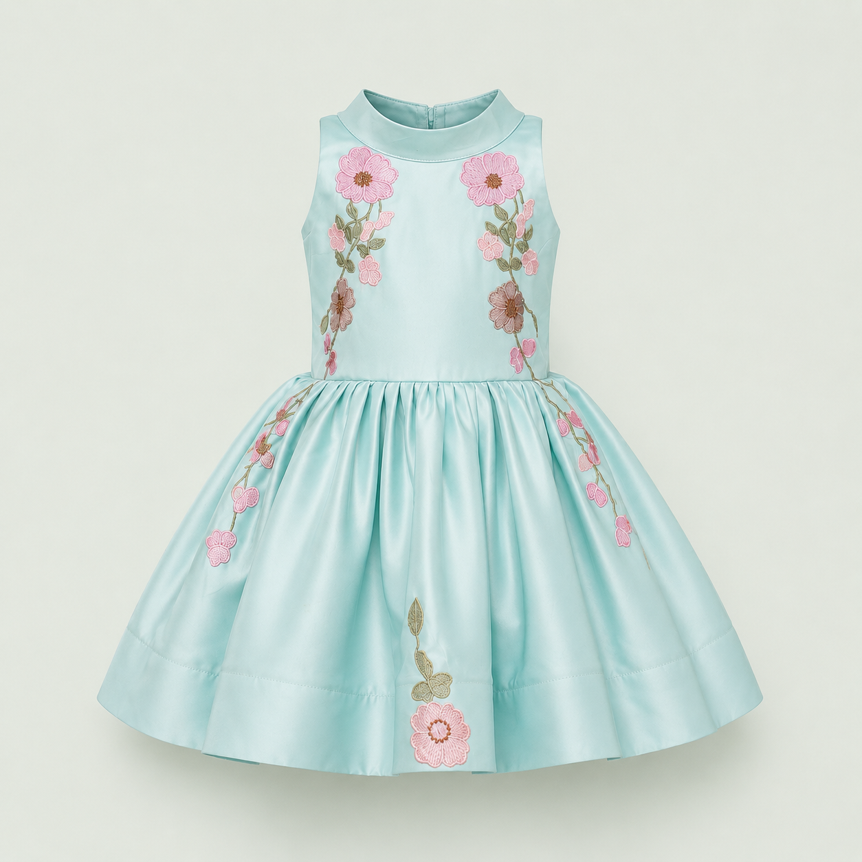 Mint Green Floral Applique Frock - view 3