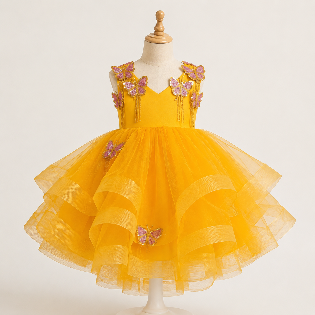 Yellow 3d Butterfly Dress - view 3