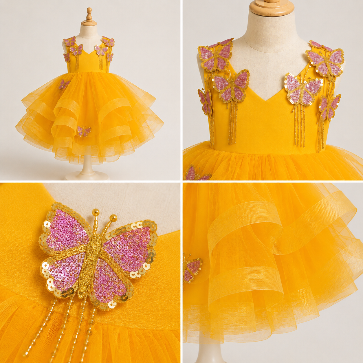 Yellow 3d Butterfly Dress - view 4