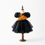 Black And Orange Sunflower Dress